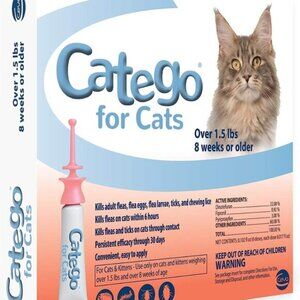 12 DOSES. .Catego Flea and Tick Control for Cats. Over 1.5 lbs, 8 Weeks or Older